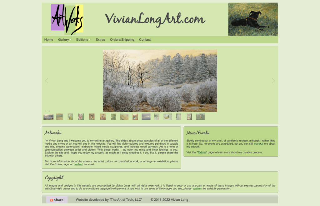 image of vivianlongart.com screenshot